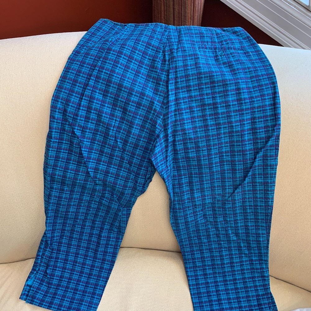 Blue plaid capris pants- Woman's